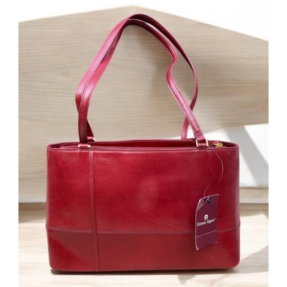 Etienne Aigner Shoulder Bag Leather Style #50610 Burgundy NEW - Picture 1 of 8